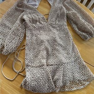 Free People Kaya Knit Sequin Lace Mini Dress L